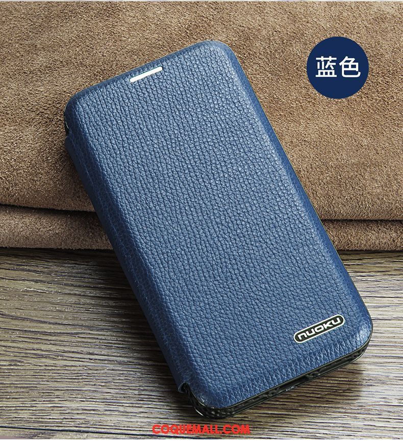 Étui iPhone Xs Cuir Véritable Nouveau Étui En Cuir, Coque iPhone Xs Magnétisme Noir