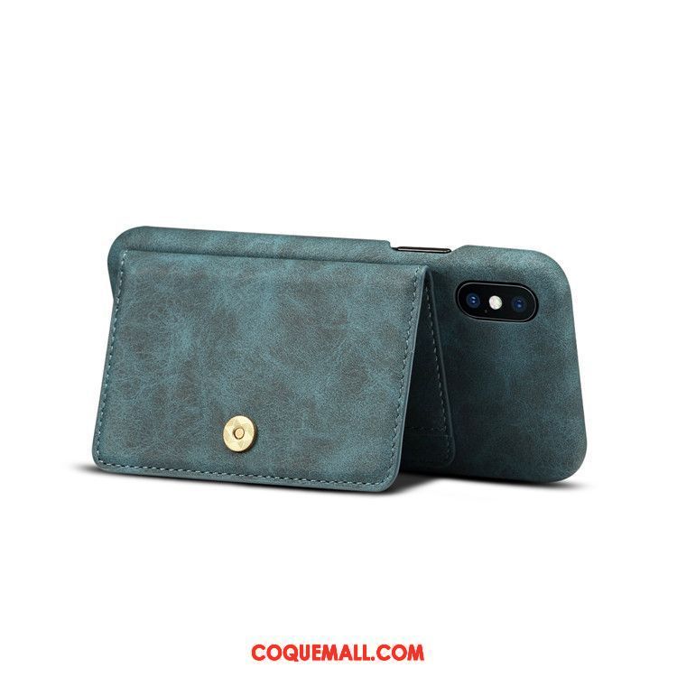 Étui iPhone Xs Gris Protection Étui En Cuir, Coque iPhone Xs Téléphone Portable Portefeuille