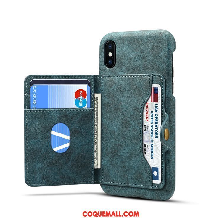 Étui iPhone Xs Gris Protection Étui En Cuir, Coque iPhone Xs Téléphone Portable Portefeuille