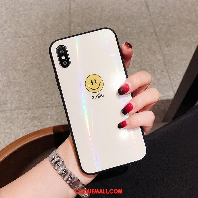 Étui iPhone Xs Incassable Souriant Net Rouge, Coque iPhone Xs Simple Créatif