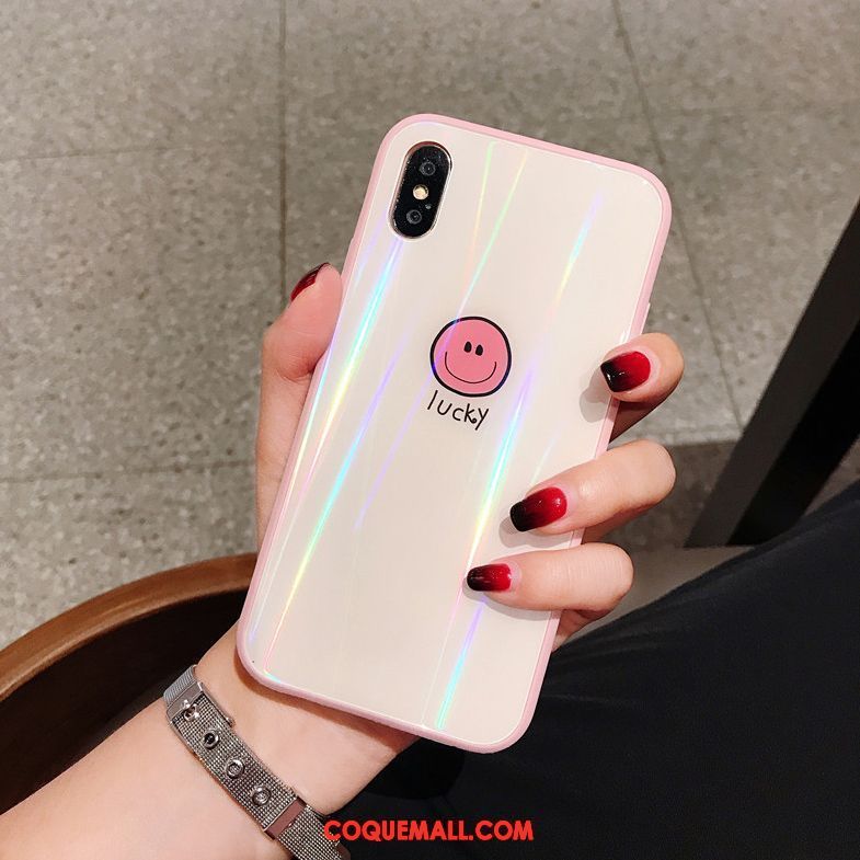 Étui iPhone Xs Incassable Souriant Net Rouge, Coque iPhone Xs Simple Créatif