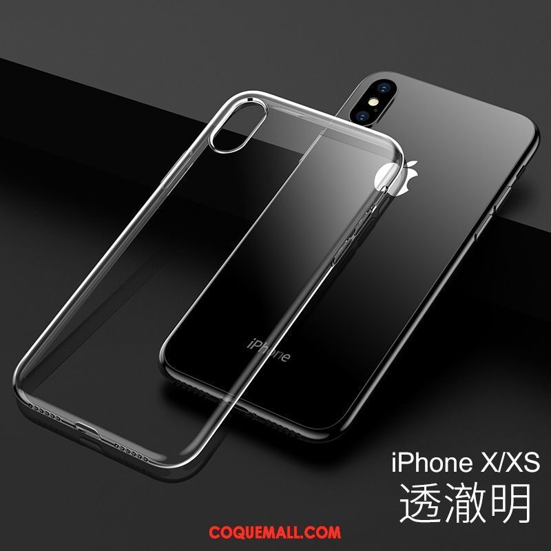 Étui iPhone Xs Incassable Transparent Fluide Doux, Coque iPhone Xs Net Rouge Téléphone Portable