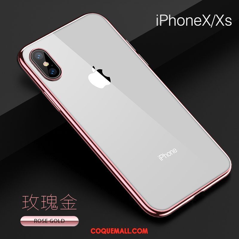 Étui iPhone Xs Incassable Transparent Fluide Doux, Coque iPhone Xs Net Rouge Téléphone Portable