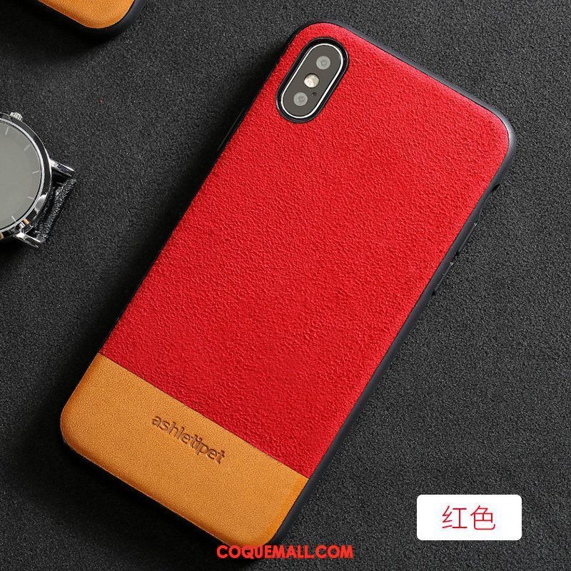 Étui iPhone Xs Marque De Tendance Cuir Créatif, Coque iPhone Xs Bleu Qualité