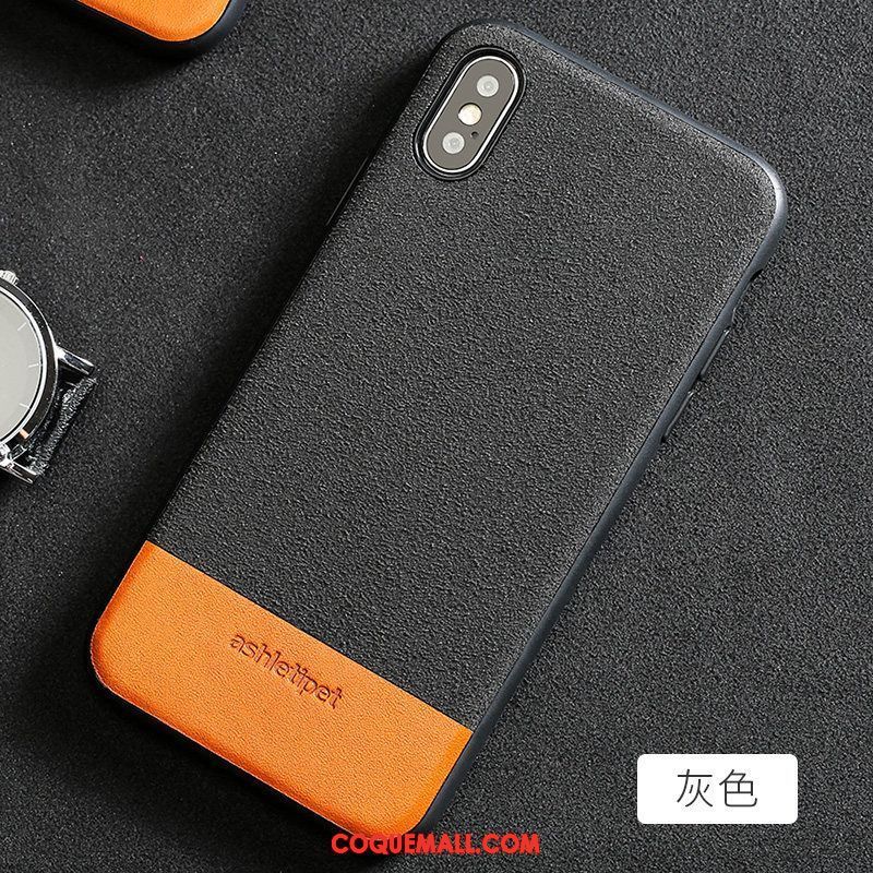 Étui iPhone Xs Marque De Tendance Cuir Créatif, Coque iPhone Xs Bleu Qualité