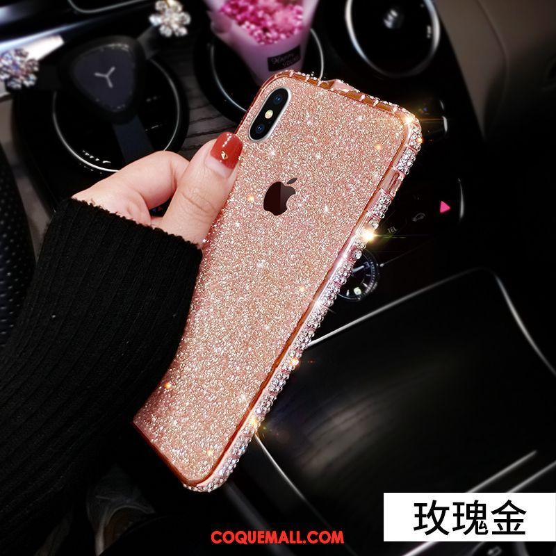 Étui iPhone Xs Marque De Tendance Métal Personnalité, Coque iPhone Xs Net Rouge Téléphone Portable