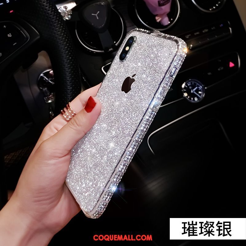 Étui iPhone Xs Marque De Tendance Métal Personnalité, Coque iPhone Xs Net Rouge Téléphone Portable