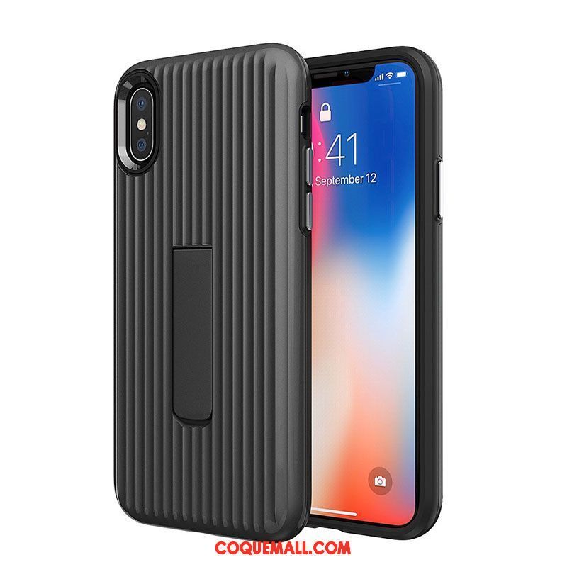 Étui iPhone Xs Max Argent Support Tout Compris, Coque iPhone Xs Max Couleur Unie Fluide Doux