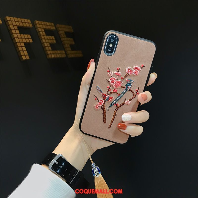 Étui iPhone Xs Max Broderie Téléphone Portable Protection, Coque iPhone Xs Max Vent Quicksand