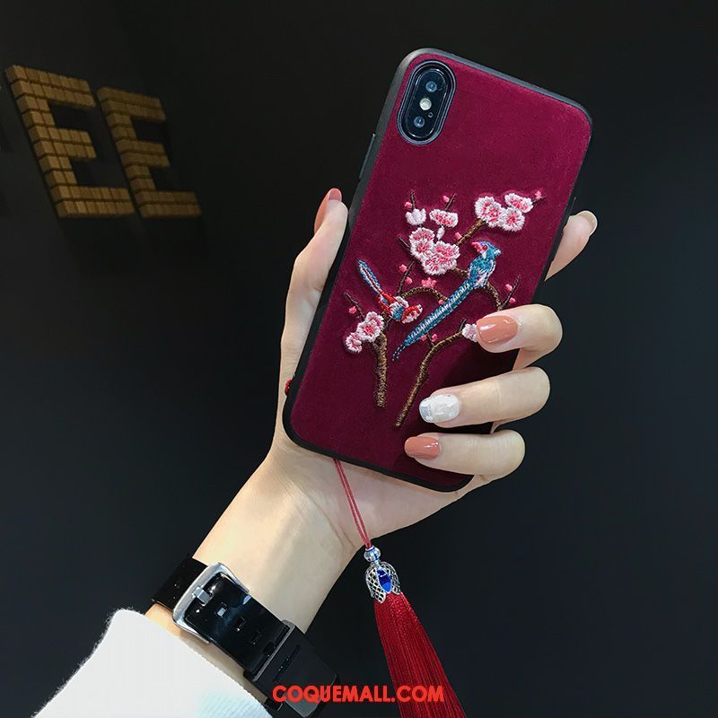 Étui iPhone Xs Max Broderie Téléphone Portable Protection, Coque iPhone Xs Max Vent Quicksand