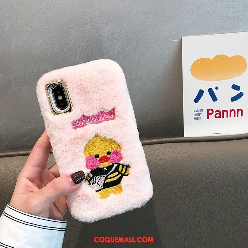 Étui iPhone Xs Max Dessin Animé Broderie Fluide Doux, Coque iPhone Xs Max Peluche Créatif