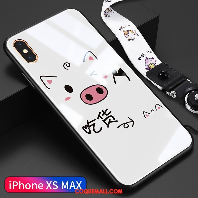 Étui iPhone Xs Max Dessin Animé Charmant Blanc, Coque iPhone Xs Max Verre Incassable