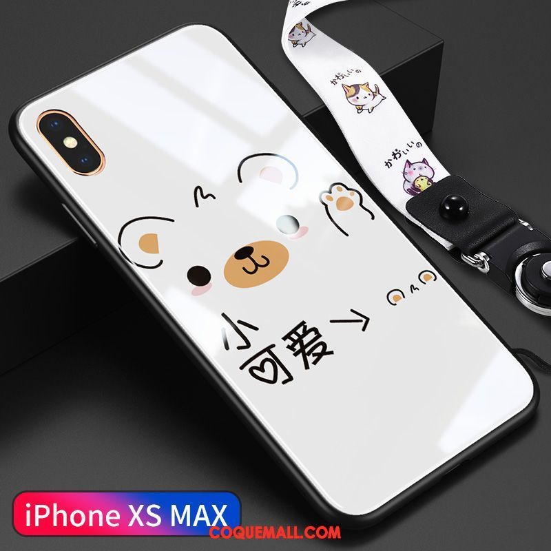 Étui iPhone Xs Max Dessin Animé Charmant Blanc, Coque iPhone Xs Max Verre Incassable