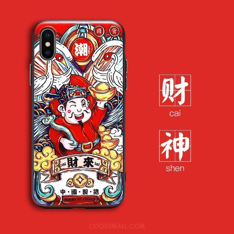 Étui iPhone Xs Max Incassable Original Style Chinois, Coque iPhone Xs Max Dieu De La Richesse Tout Compris