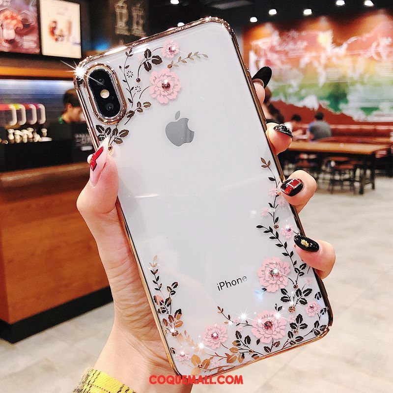 Étui iPhone Xs Max Incassable Transparent Tout Compris, Coque iPhone Xs Max Ornements Suspendus Marque De Tendance