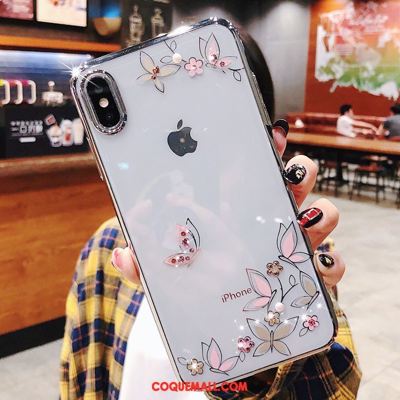 Étui iPhone Xs Max Incassable Transparent Tout Compris, Coque iPhone Xs Max Ornements Suspendus Marque De Tendance