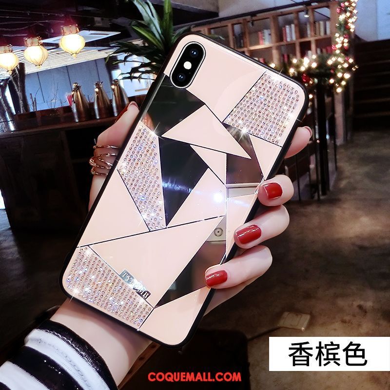 Étui iPhone Xs Max Losange Marque De Tendance Personnalité, Coque iPhone Xs Max Blanc Nouveau