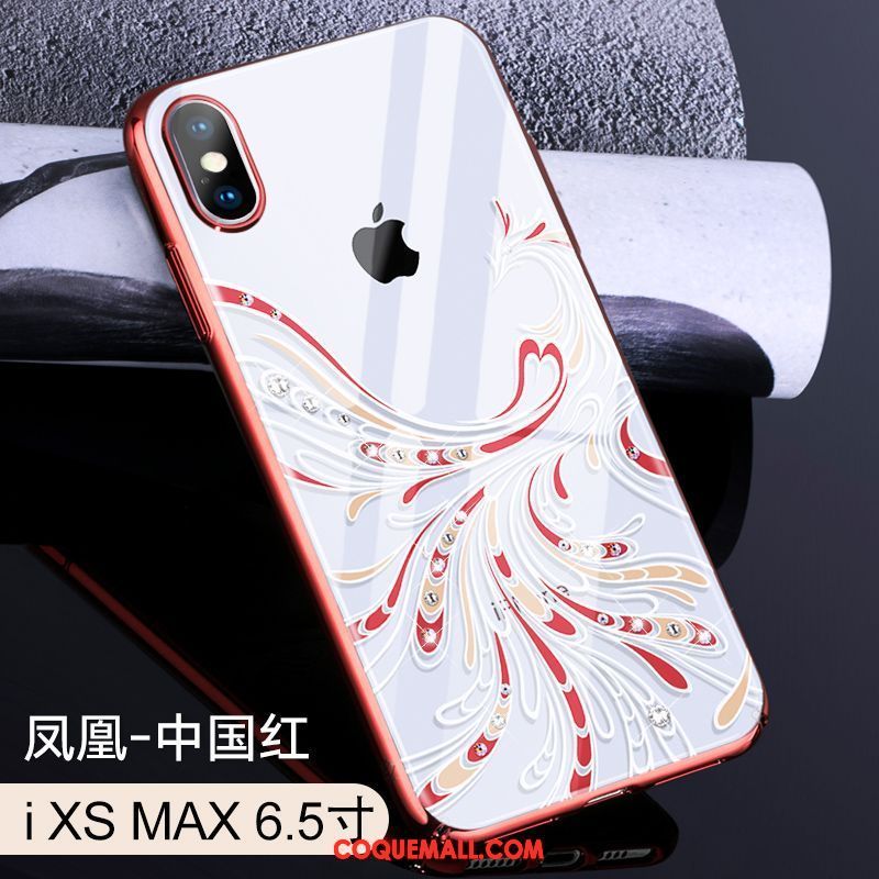 Étui iPhone Xs Max Luxe Placage Rouge, Coque iPhone Xs Max Personnalité Téléphone Portable