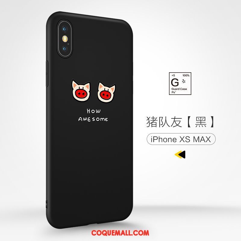 Étui iPhone Xs Max Net Rouge Dessin Animé Délavé En Daim, Coque iPhone Xs Max Silicone Nouveau