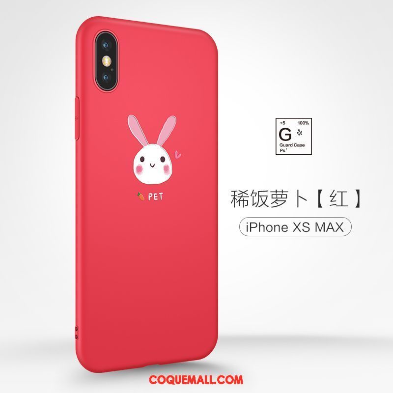 Étui iPhone Xs Max Net Rouge Dessin Animé Délavé En Daim, Coque iPhone Xs Max Silicone Nouveau