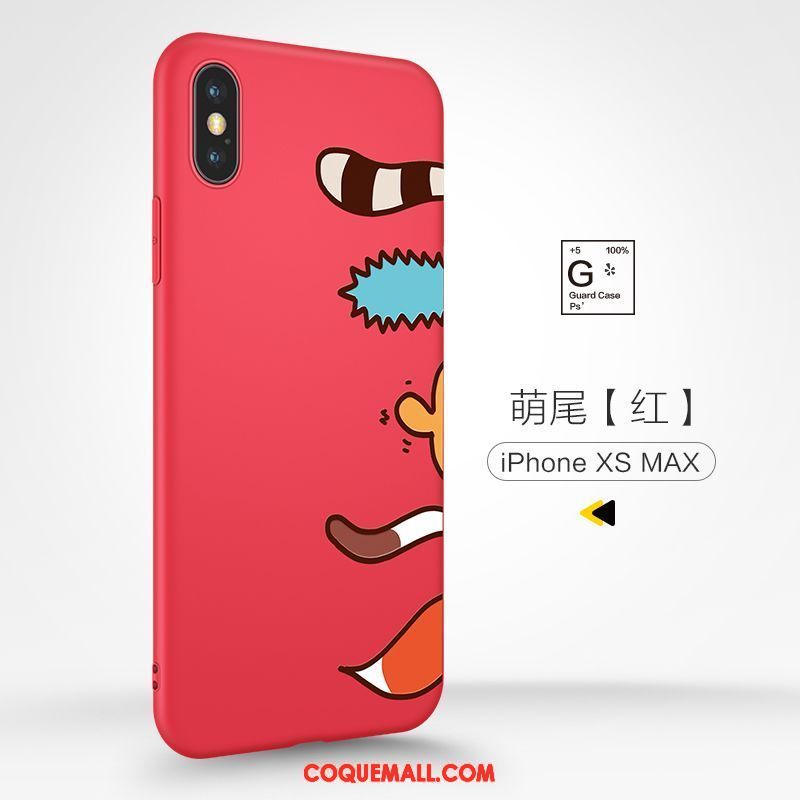 Étui iPhone Xs Max Net Rouge Dessin Animé Délavé En Daim, Coque iPhone Xs Max Silicone Nouveau