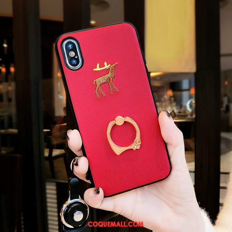 Étui iPhone Xs Max Net Rouge Incassable Personnalité, Coque iPhone Xs Max Rouge Tout Compris