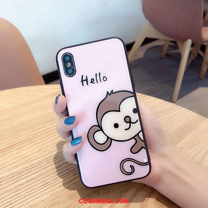 Étui iPhone Xs Max Net Rouge Personnalité Singe, Coque iPhone Xs Max Blanc Nouveau