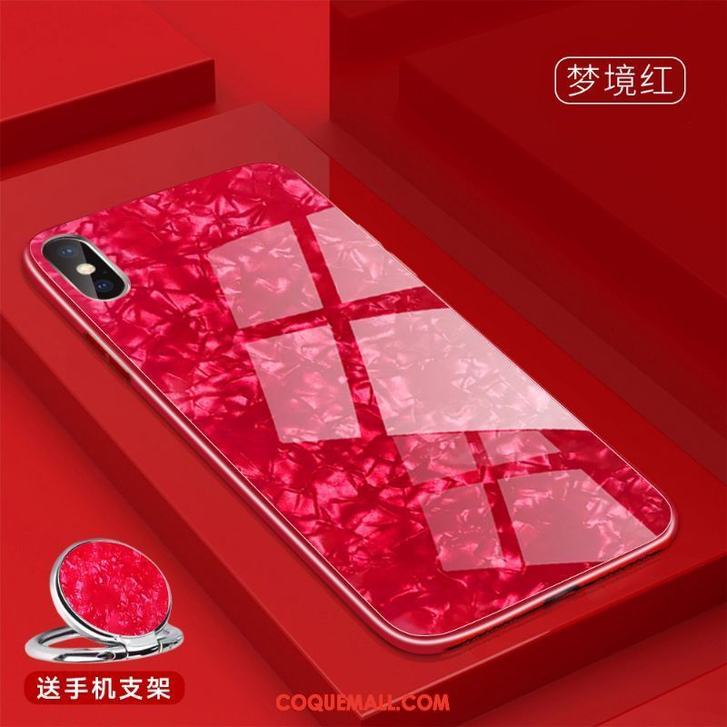 Étui iPhone Xs Max Net Rouge Tout Compris Verre, Coque iPhone Xs Max Incassable Marque De Tendance