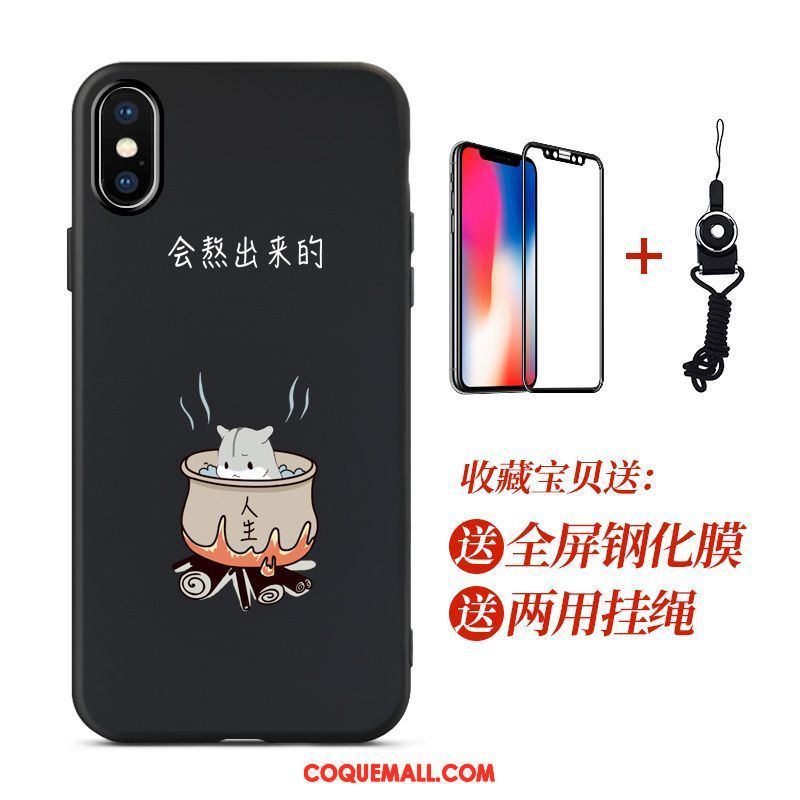 Étui iPhone Xs Max Noir Créatif Téléphone Portable, Coque iPhone Xs Max Incassable Délavé En Daim