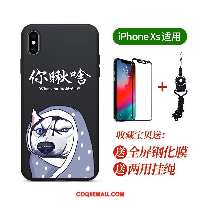 Étui iPhone Xs Max Noir Créatif Téléphone Portable, Coque iPhone Xs Max Incassable Délavé En Daim