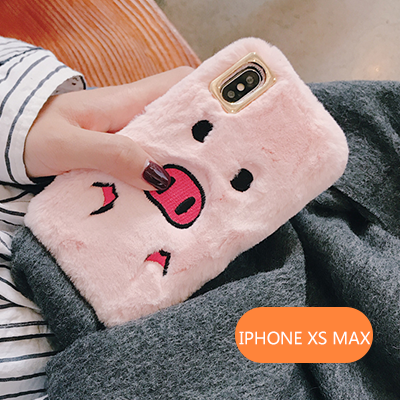 Étui iPhone Xs Max Noir Petit Super Mignon, Coque iPhone Xs Max Tendance Peluche