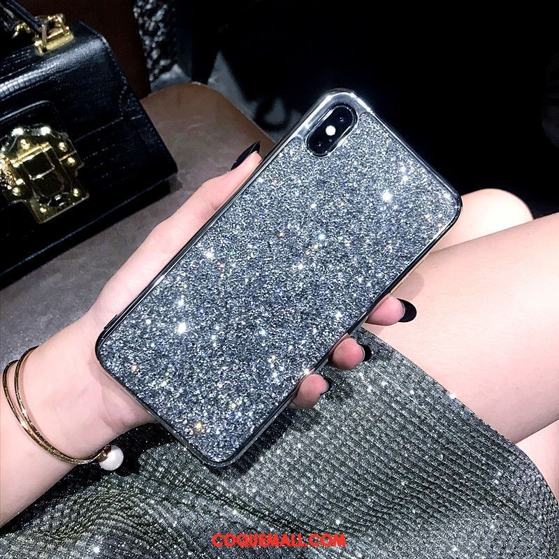 Étui iPhone Xs Max Nouveau Strass Marque De Tendance, Coque iPhone Xs Max Argent Téléphone Portable