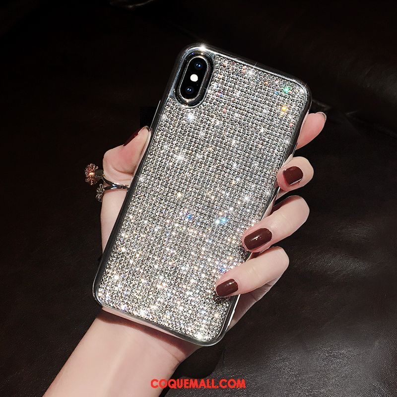 Étui iPhone Xs Max Nouveau Téléphone Portable Strass, Coque iPhone Xs Max Fluide Doux Amoureux