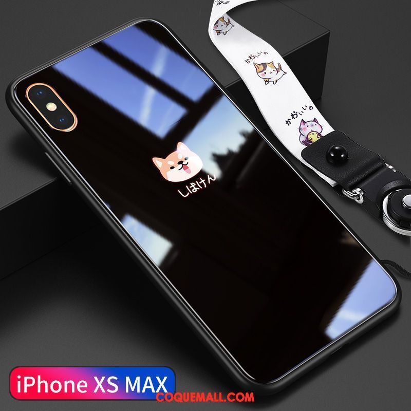 Étui iPhone Xs Max Nouveau Verre Chiens, Coque iPhone Xs Max Amoureux Noir