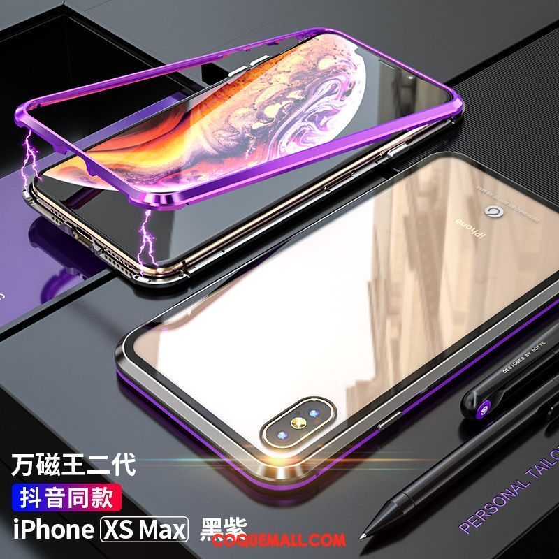 Étui iPhone Xs Max Nouveau Violet Tout Compris, Coque iPhone Xs Max Métal Marque De Tendance