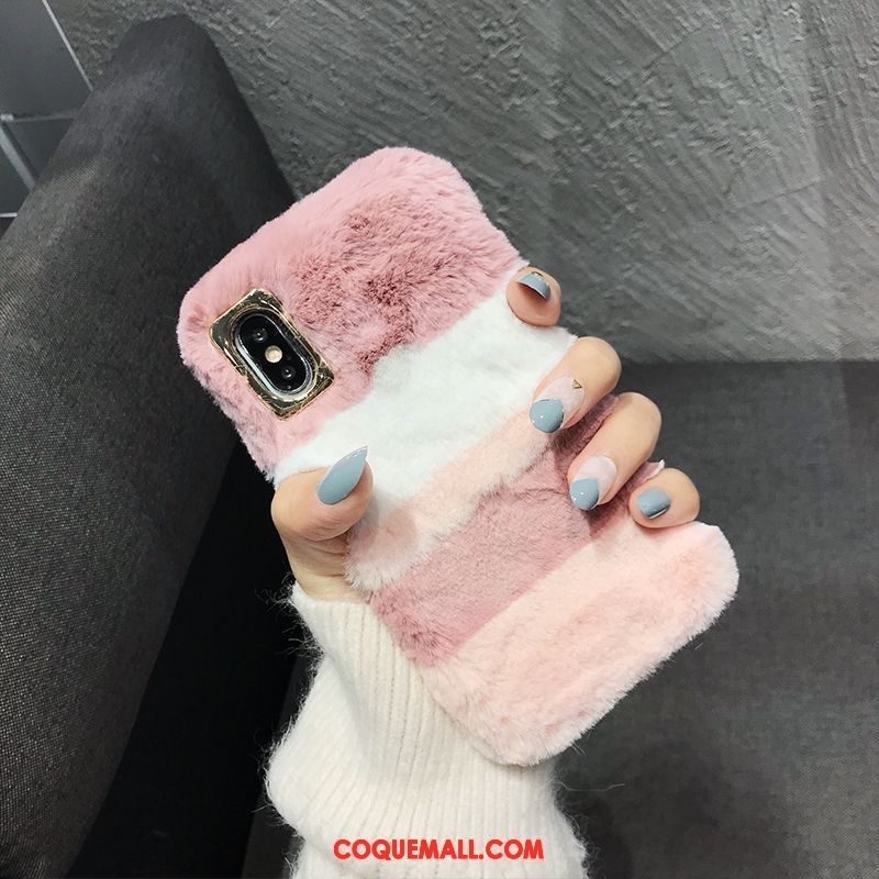 Étui iPhone Xs Max Peluche Élégant Téléphone Portable, Coque iPhone Xs Max Protection Gris