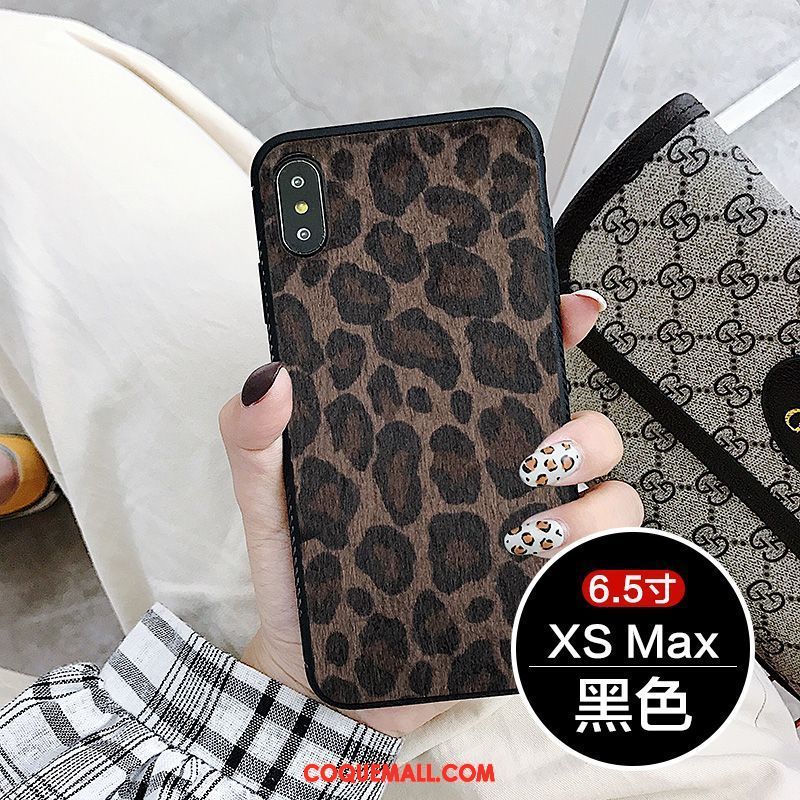 Étui iPhone Xs Max Protection Léopard Légères, Coque iPhone Xs Max Noir Incassable