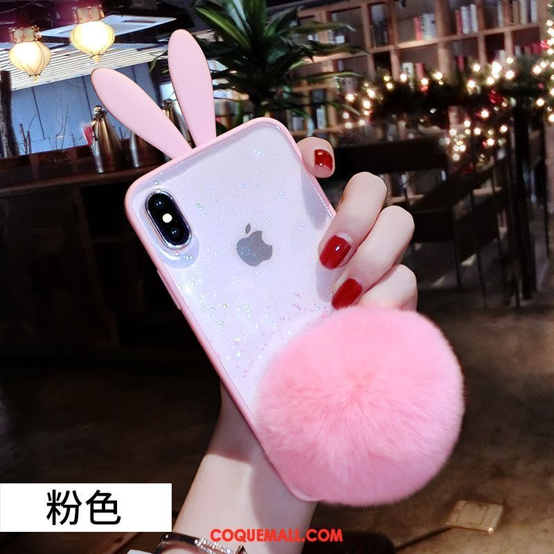 Étui iPhone Xs Max Silicone Paillette Dessin Animé, Coque iPhone Xs Max Pompon Créatif