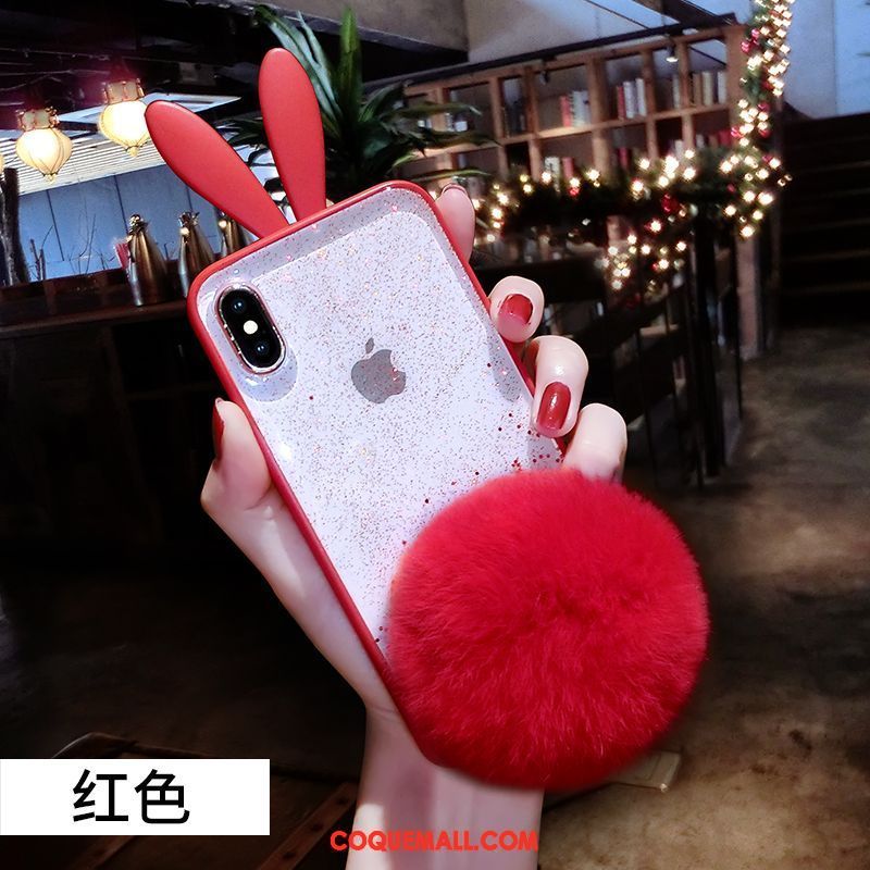 Étui iPhone Xs Max Silicone Paillette Dessin Animé, Coque iPhone Xs Max Pompon Créatif