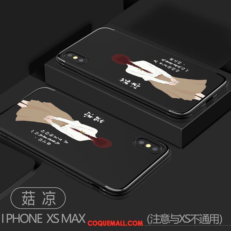 Étui iPhone Xs Max Silicone Personnalité Protection, Coque iPhone Xs Max Tout Compris Délavé En Daim