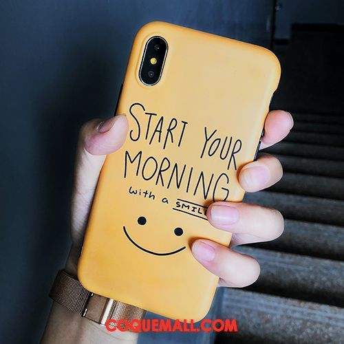 Étui iPhone Xs Max Souriant Silicone Jaune, Coque iPhone Xs Max Protection Créatif