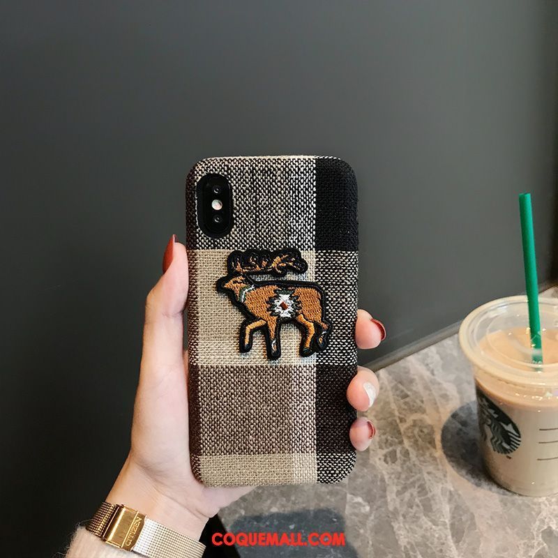 Étui iPhone Xs Max Tendance Noir Britanique, Coque iPhone Xs Max Téléphone Portable Elk