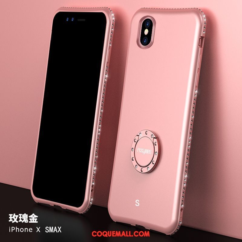 Étui iPhone Xs Max Téléphone Portable Net Rouge Délavé En Daim, Coque iPhone Xs Max Support Silicone