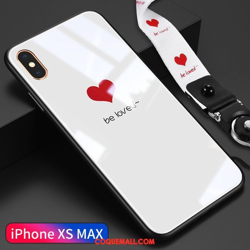 Étui iPhone Xs Max Téléphone Portable Ornements Suspendus Cou Suspendu, Coque iPhone Xs Max Cœur Miroir