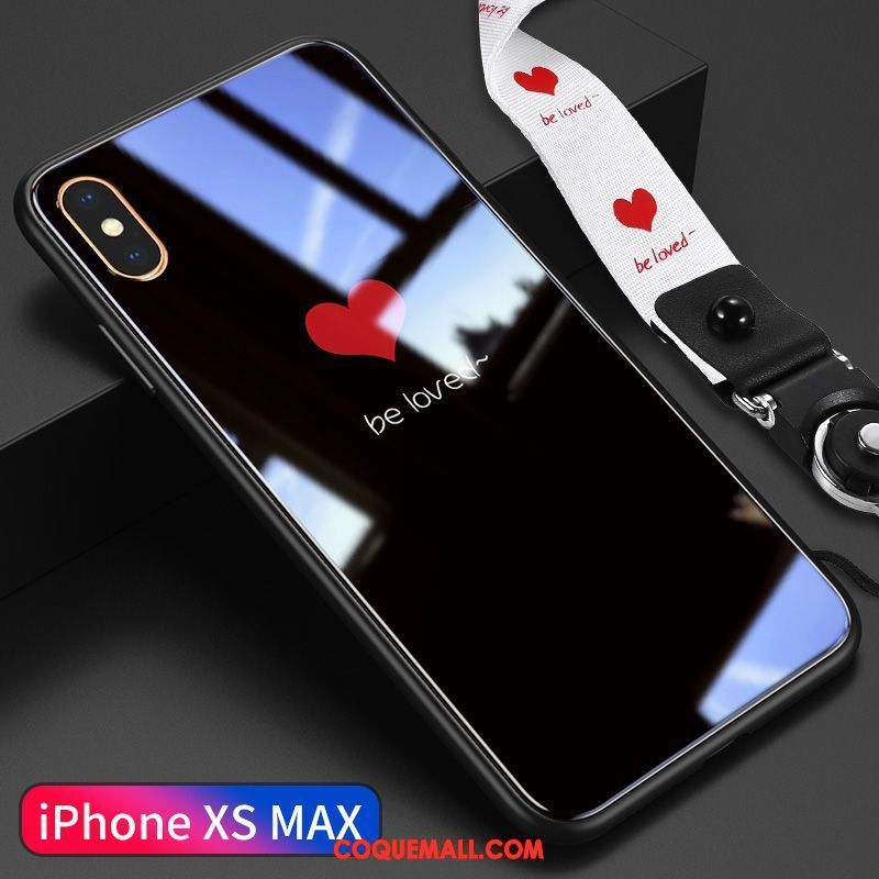 Étui iPhone Xs Max Téléphone Portable Ornements Suspendus Cou Suspendu, Coque iPhone Xs Max Cœur Miroir