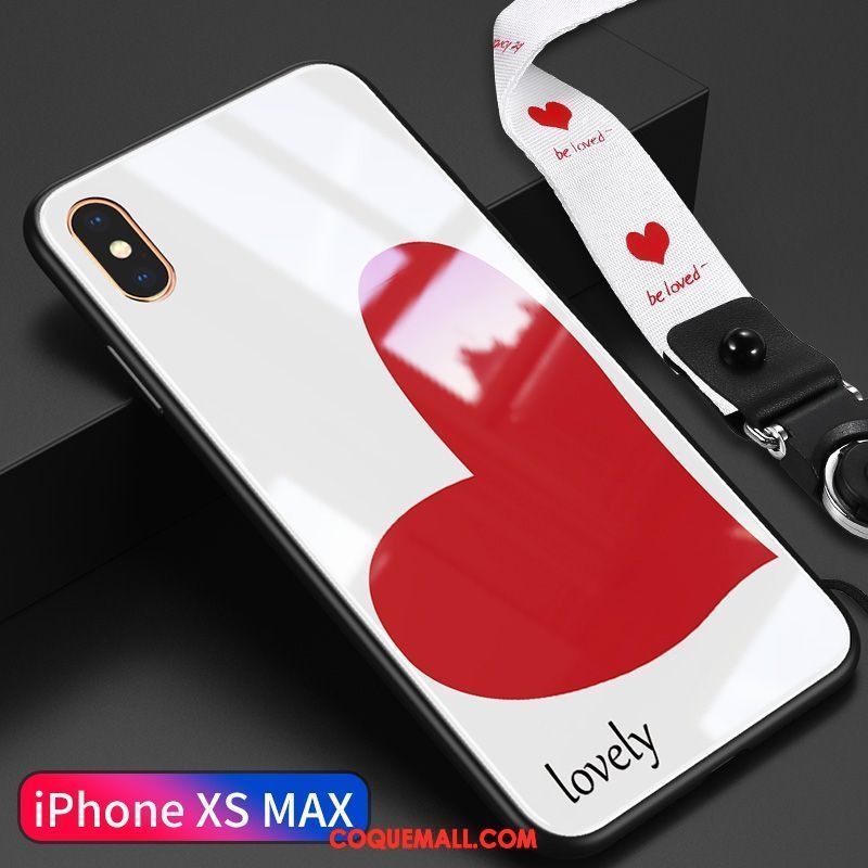 Étui iPhone Xs Max Téléphone Portable Ornements Suspendus Cou Suspendu, Coque iPhone Xs Max Cœur Miroir