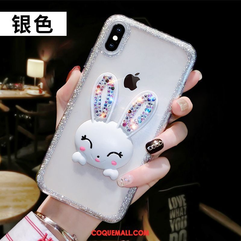 Étui iPhone Xs Max Téléphone Portable Rose Fluide Doux, Coque iPhone Xs Max Nouveau Lapin Champagner Farbe