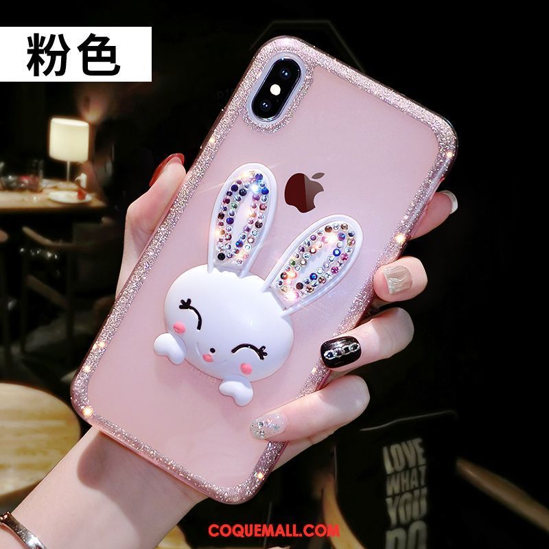 Étui iPhone Xs Max Téléphone Portable Rose Fluide Doux, Coque iPhone Xs Max Nouveau Lapin Champagner Farbe