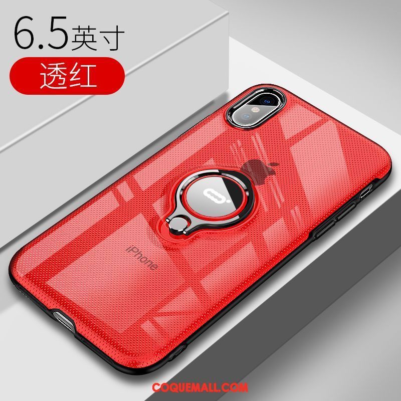Étui iPhone Xs Max Téléphone Portable Silicone Très Mince, Coque iPhone Xs Max Transparent Net Rouge