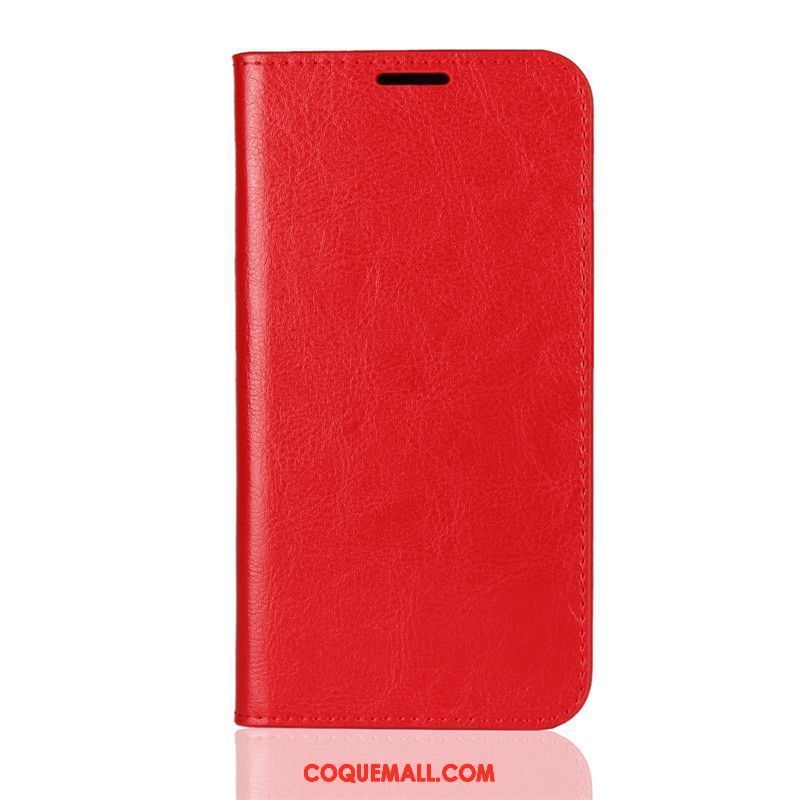 Étui iPhone Xs Max Téléphone Portable Tout Compris Cuir Véritable, Coque iPhone Xs Max Tendance Rouge